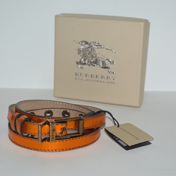 NWT BURBERRY METALLIC LEATHER BELT - Picture 1 of 6